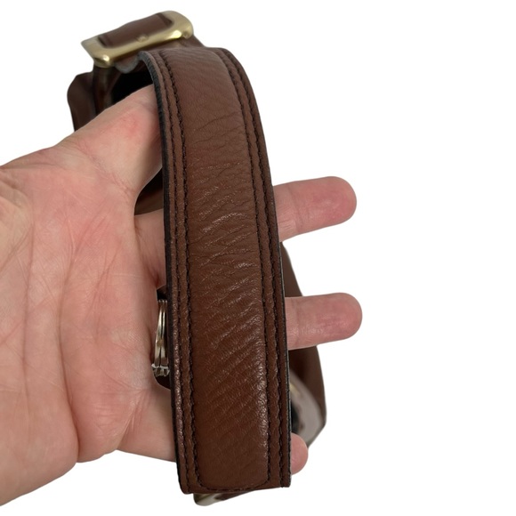 COLE HAAN Chestnut brown Pebbled Leather Slouchy Shoulder Bag Purse Large Buckle - Picture 6 of 10